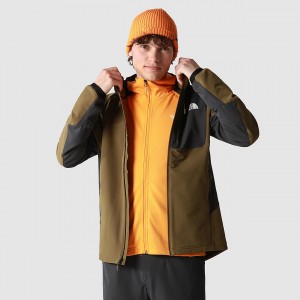 The North Face Athletic Outdoor Softshell Hoodie Military Olive - Asphalt Grey - Tnf Black | BFQDGT-861