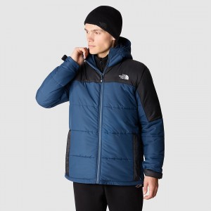 The North Face Circular Synthetic Hooded Jacket Tnf Black - Shady Blue | GJISWX-487