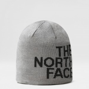 The North Face Reversible TNF Banner Beanie Tnf Medium Grey Heather - Tnf Black | DJXMLR-761