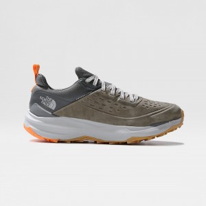 The North Face VECTIV™ Exploris II Leather Hiking Shoes New Taupe Green/Asphalt Grey | VEYTRS-479