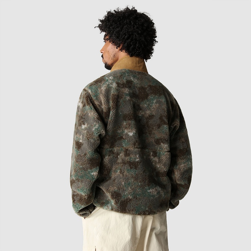 The North Face Extreme Pile Pullover Military Olive Stippled Camo Print | KXGDAO-839