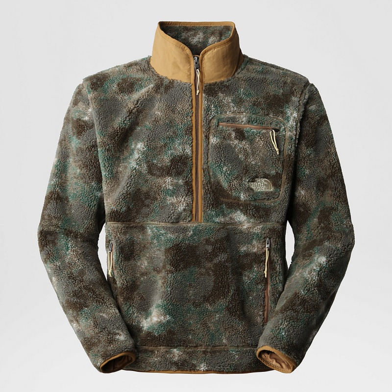 The North Face Extreme Pile Pullover Military Olive Stippled Camo Print | KXGDAO-839