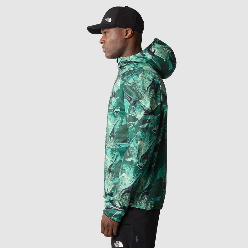 The North Face Higher Run Jacket Lichen Teal Camo Embroidery Print | OSMVGB-596
