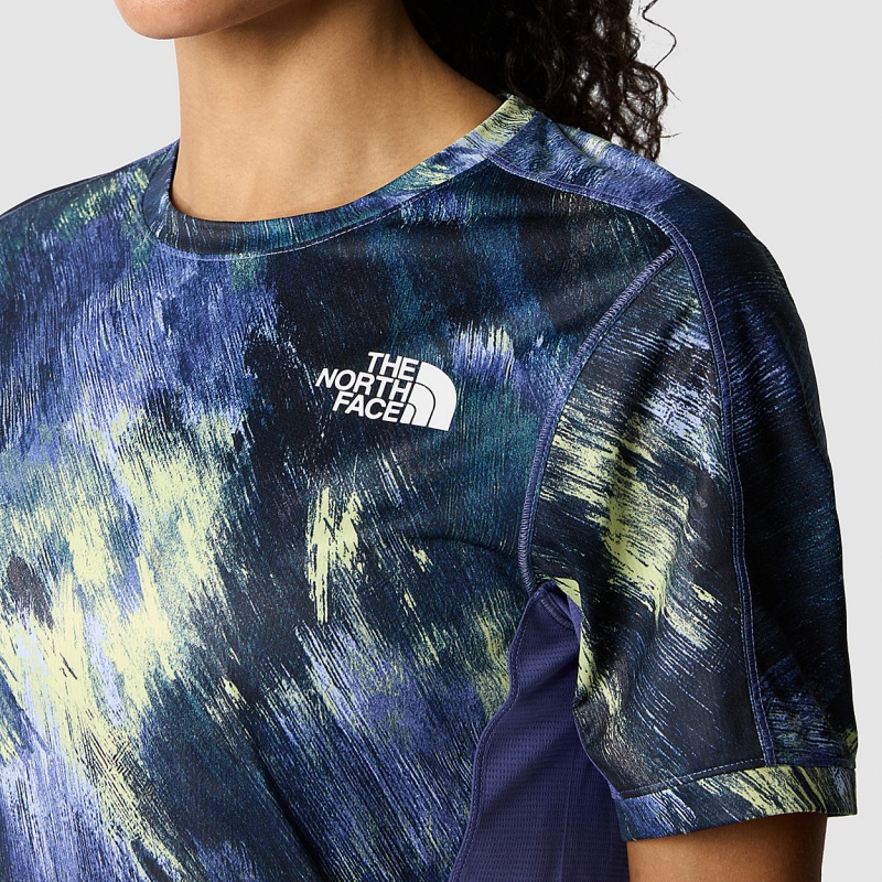 The North Face Sunriser T-Shirt Cave Blue Paint Lightening Print | QLYFOB-478
